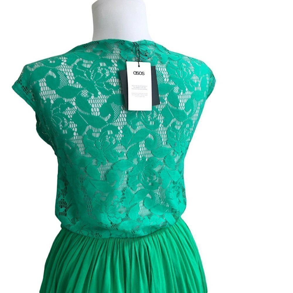 New ASOS Kelly Green Lace Mini Dress size 6 - Picture 6 of 12